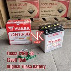 Aki Motor Roda Tiga Viar, Tossa, Jialing, Kaisar Yuasa 12N10 3B Basah