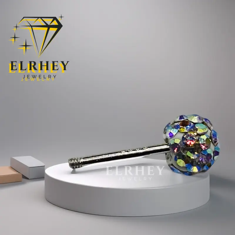 Sepasang Anting Baja Permata  Berlian Berwarna Earrings  Aksesoris  Elegan Fashion Kekinian Korean Style Anti Karat Anti Jamur anti Air P46 - ELRHEY 2