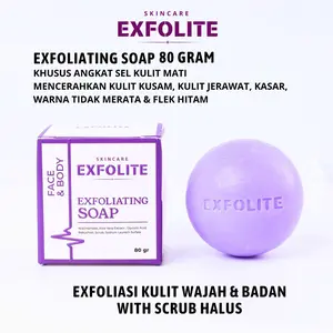 Exfolite Sabun Eksfoliasi Perontok daki seluruh Badan 80 gram BPOM Sabun Pencerah dengan Scrub Halus dan Sodium Laureth Sulfate