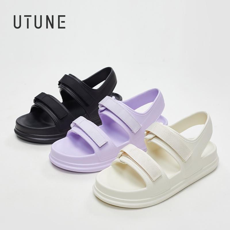 UTUNE Sandal Nữ Đế Dày 3.8cm Quai Dán Điều Chỉnh Êm Nhẹ Chống Trượt Đi Học Đi Chơi