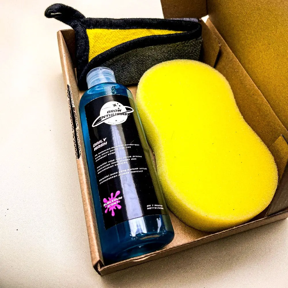Paket Shampo Motor Dan Mobil 250ml Free Sponge Wash+Lap Microfiber GROW ENTHUSIAST