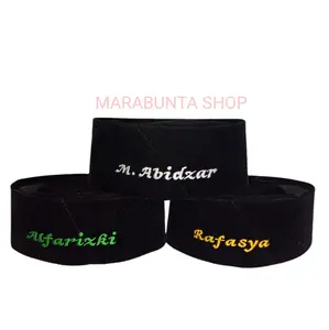 PECI AC BISA REQUEST BORDIR NAMA SENDIRI Kopiah Songkok Muslim Hitam Lembut Nyaman