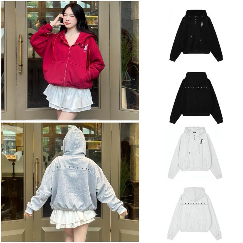 (DEAL MỞ BÁN) - Hoodie Boxy - Áo Khoác Boxy Thêu Logo Nổi Mặt Trước Mặt Sau Thêu Thecinddy Hottrend Nam Nữ HBC05