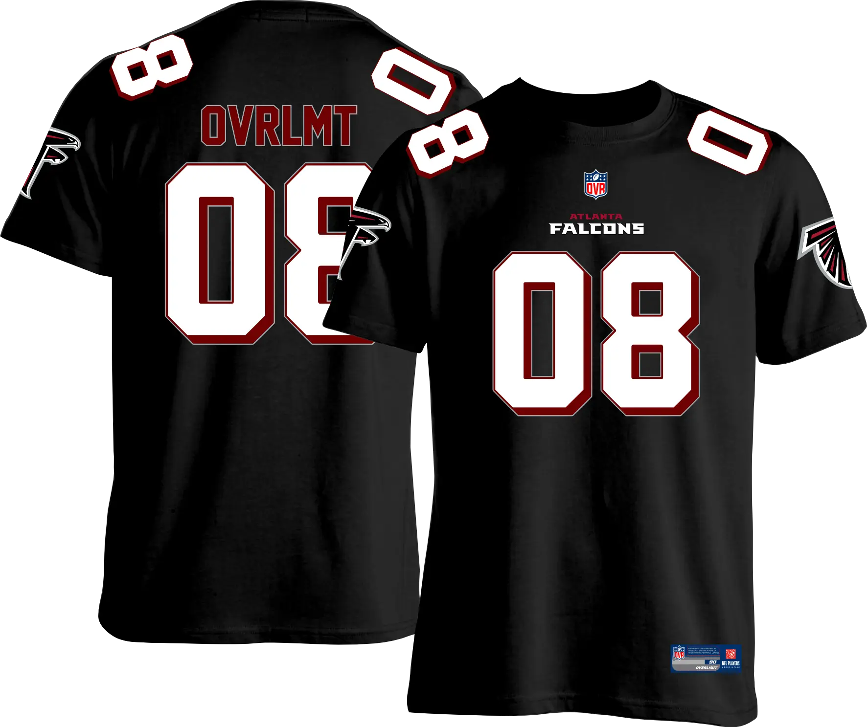 OVERLIMIT FALCONS TSHIRT KAOS AMERICAN FOOTBALL | KAOS ANGKA COWOK | TSHIRT OVERSIZE KING ABDI | STREETWEAR | FALCONS NUMBER 08