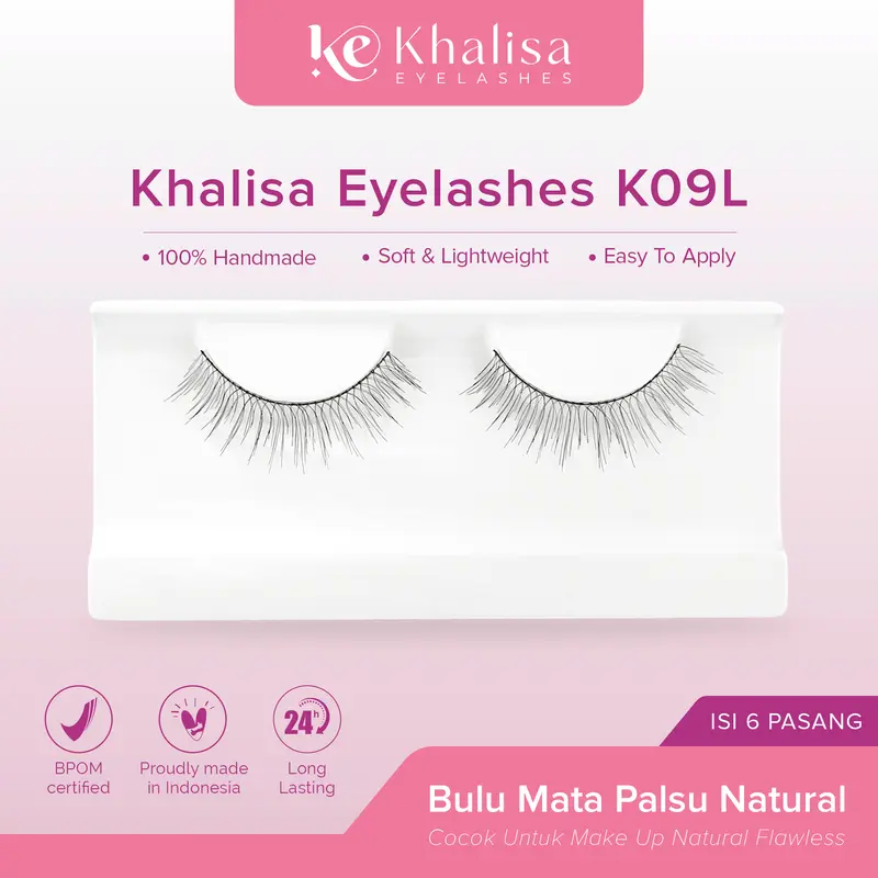 Bulu Mata Palsu Khalisa Eyelashes K09L - Cocok Untuk Makeup Natural Flawless - Eyelash Nyaman Dipakai Harian 5