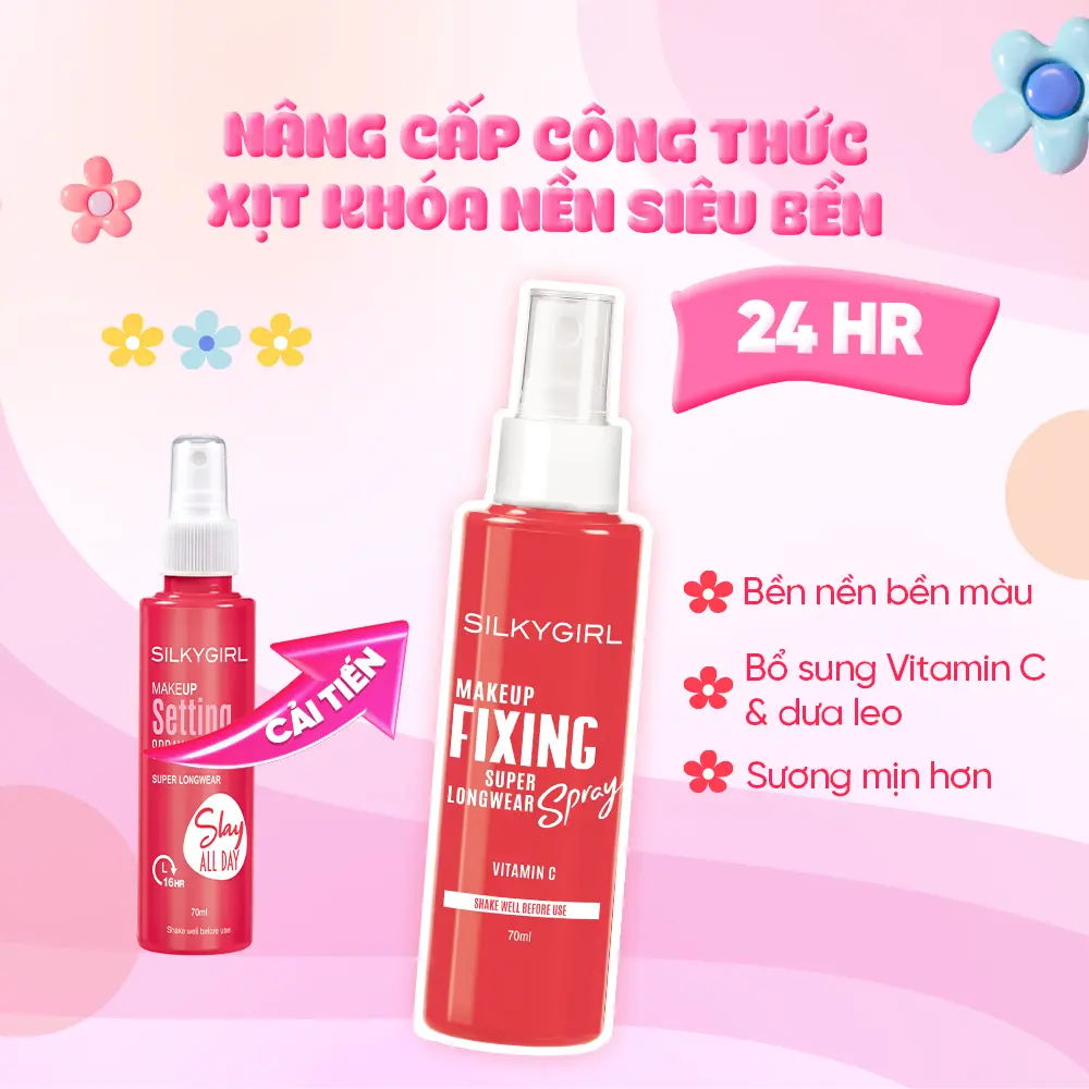 Xịt Giữ Lớp Trang Điểm Lâu Trôi Silkygirl Super Longwear Makeup Setting Spray 70ml