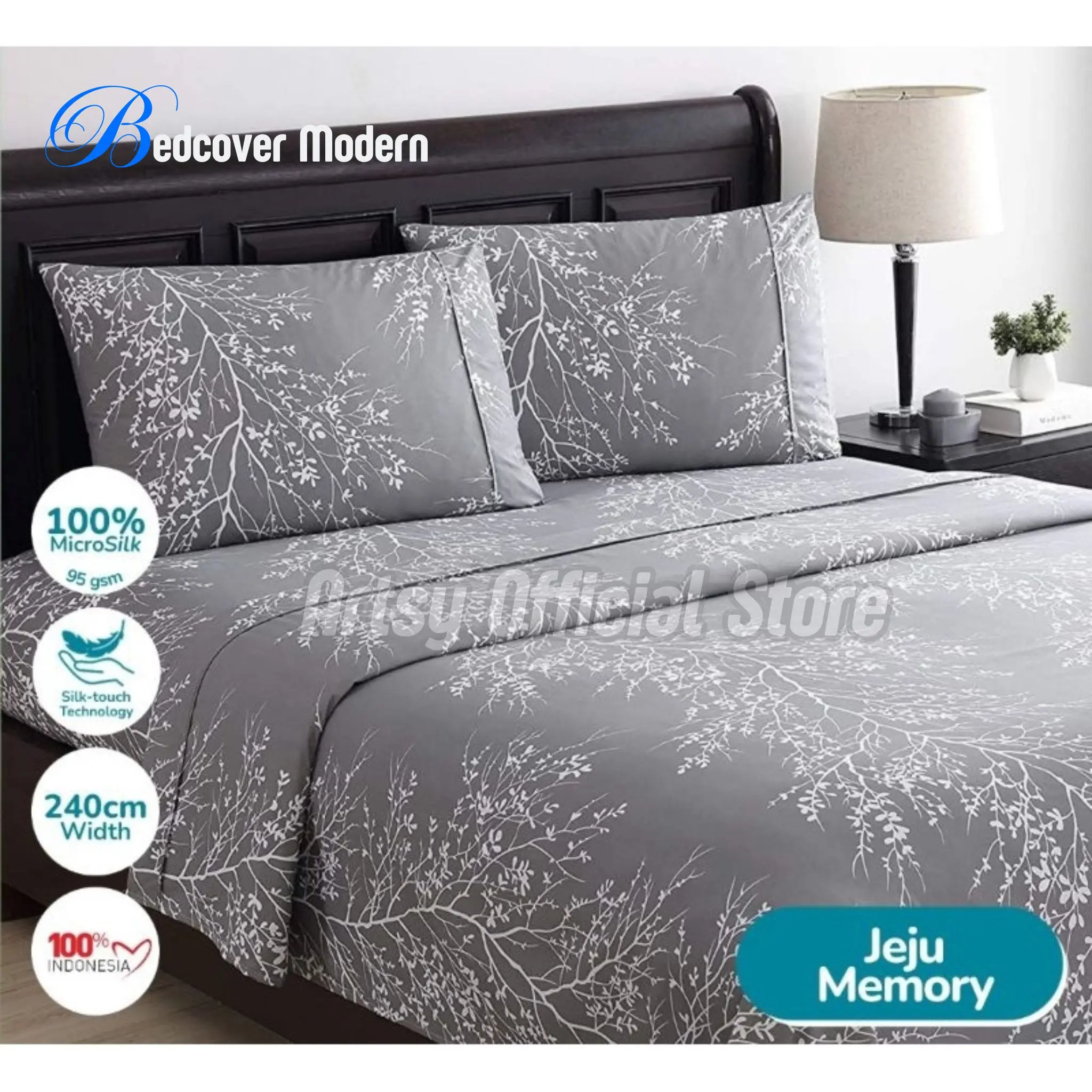 Bedcover Set Motif Korean Style Ukuran 200, 180, 160, 140, 120, 100, 90 Bahan katun Halus Lembut Sarung Bantal Kain Karet