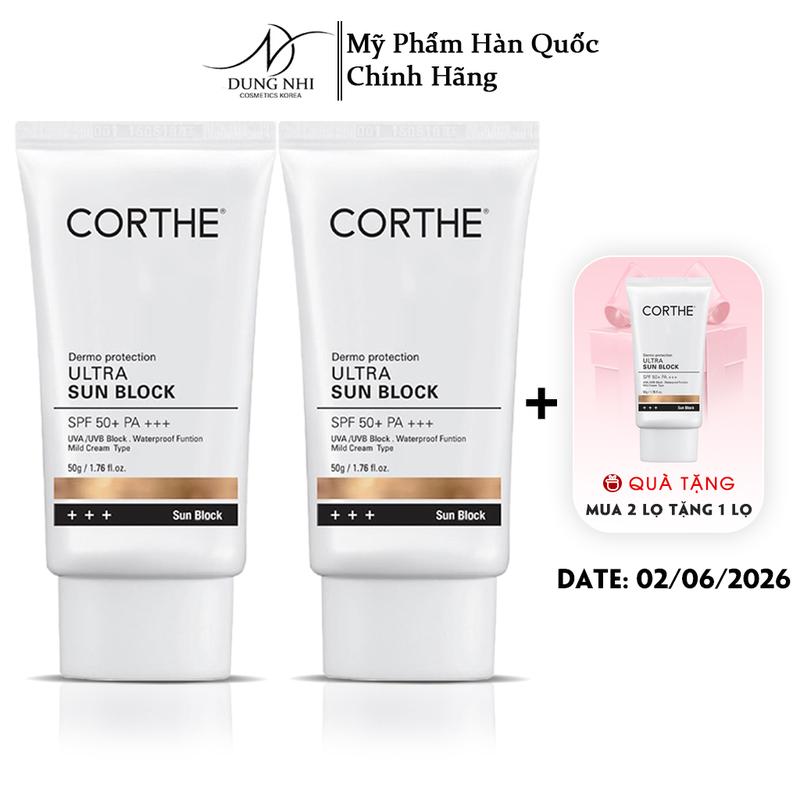 Mua 2 Tặng 1 Kem chống nắng kiềm dầu Corthe Dermo Protection Ultra Sun Block SPF50+ PA+++