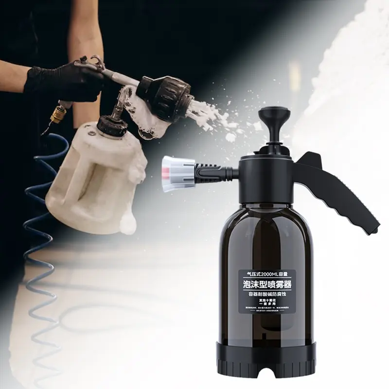 Bình Xịt Bọt Áp Lực Tay Cho Xe Hơi, Dung Tích 2000ml, Chắc Chắn Và Dễ Phối Đồ Tiết Kiệm Sức Lao Động, Đi Kèm Với 2 Vòi Phun, Thích Hợp Để Làm Sạch Xà Phòng, 12,5x33cm, Cho Vệ Sinh Xe Hơi 1