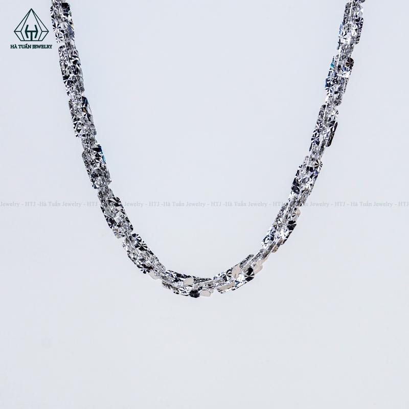 Hà Tuấn Jewelry Dây Chuyền Nữ Xoắn Bạc 925 Xi Kim Bản 6mm NCX038