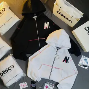 Hoodie Boxy Zip Full Bordir 3D DRN.CO Jahitan OVERDECK bahan Flacee premium dobel Zipper