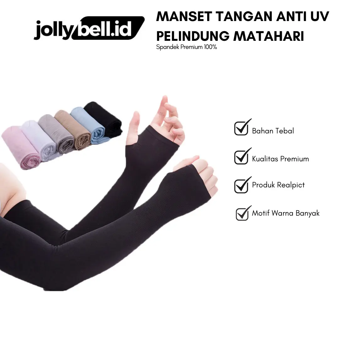 Jollybell.id ST1035 Manset Tangan Handsock Muslimah Manset Stocking Lengan Polos Pria Wanita