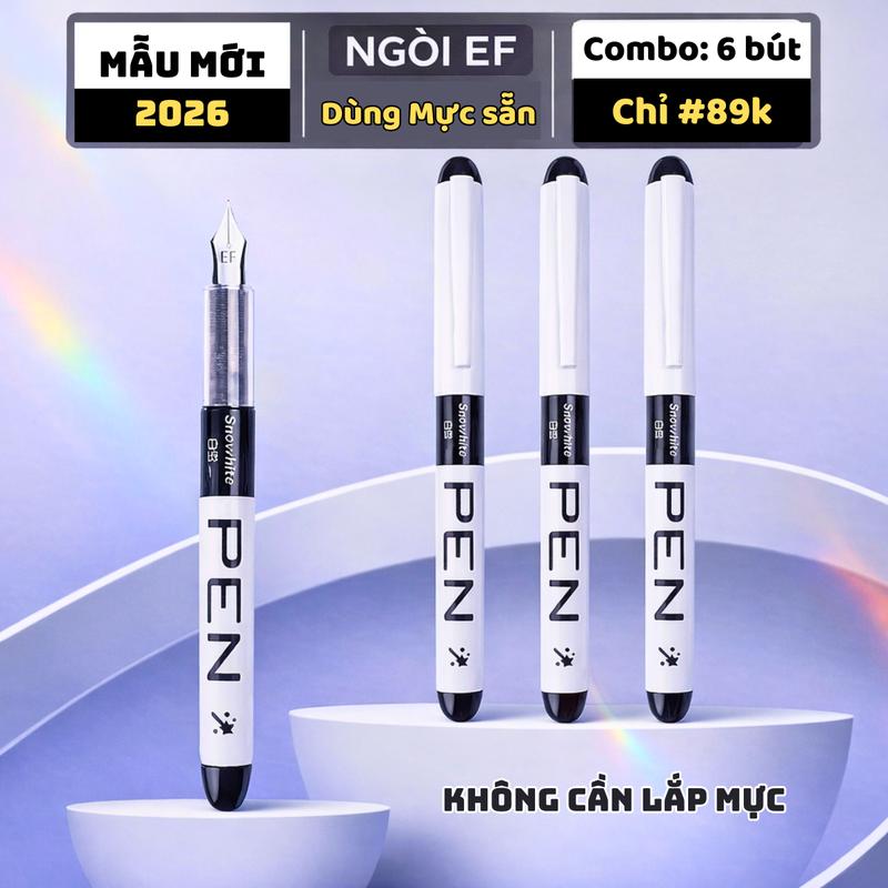 Bút Máy Gell #F34-3 Mực trực tiếp Không cần bơm mực dành cho HS cấp 1 Ngòi EF 0.38mm Thân Bút Nhựa PP Nhẹ Dung Tích Lớn 1 bút bằng 5 ống mực Viết Mượt Bền Bỉ Chất Lượng Cao