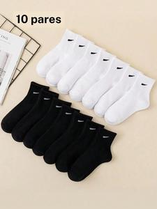 10 Pares de Calcetines Altos para Niña, Calcetines Deportivos Casuales a Rayas, Transpirables Absorbentes de Sudor, Cómodos y Suaves para Uso en Todas las Estaciones