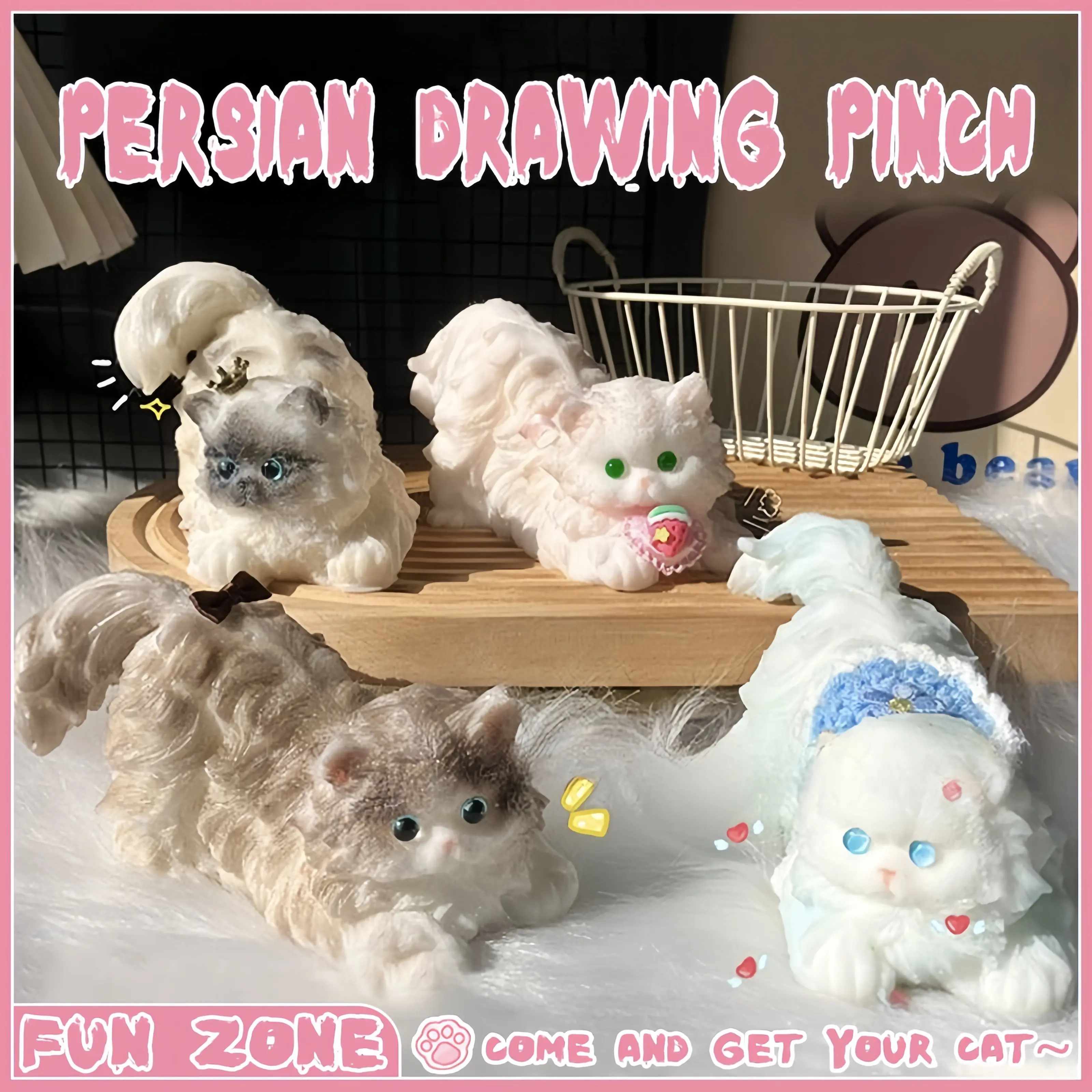 Persian cat,squishy toys,pinching and relaxing toy,pop it squish original,high beauty girl heart gift,simulated doll kitten,pink dopamine persian cat ornament