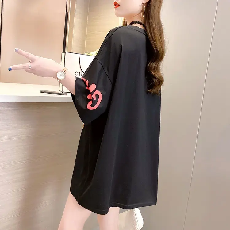 Kaos Oversize , Baju T-shirt Wanita Bahan Katun Campuran Adem CODE V1201 6