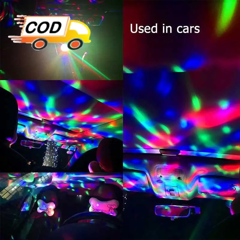 Lampu Disko Sensor Suara Mini LED RGB USB 4W Proyektor Unik Warna Warni Disco Pesta Club Party Kelap Kelip 5