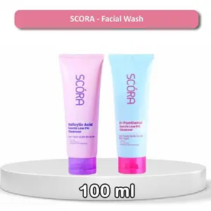 Scora Facial Wash 1% Salicylic Acid D-Panthenol Gentle Low pH Cleanser 100ml - Wajah - Muka Vitamin Cleansing Perawatan Aging Membersihkan face wash fw  scora pink cleanser viral