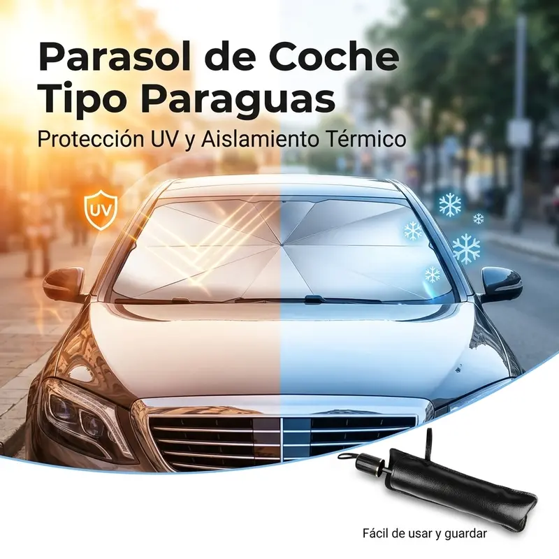 Parasol protector para parabrisas delantero de automóvil, cortina solar retráctil para ventanas con efecto anti calor y protección contra rayos solares, accesorio práctico para vehículos que reduce la temperatura interior y protege el interior del coche en días de mucho sol - Foto 4