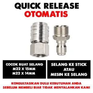 Konektor Quick Release Otomatis 1/4 High Pressure untuk Mesin ke Selang & Stick ke Selang Kualitas Tinggi Tahan Lama, selang sek stick atau selang ke mesin (wajib baca deskripsi)