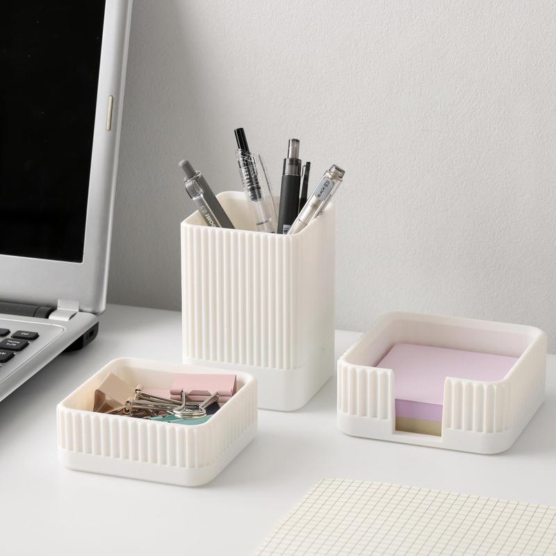 Product Introduction of Desk Organizer Set, 3 Counts/set Pen Holder & Paper Clip Storage & Sticky Note Holder, Desktop Storage Box for Office Home School 5