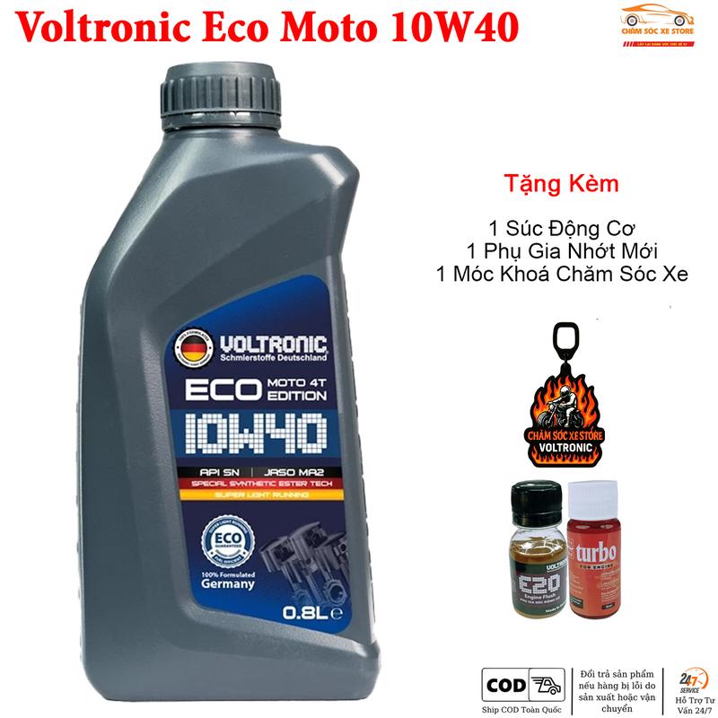  nhớt xe máy Voltronic ECO Moto - Tặng Kèm 1 Súc Động Cơ 1 Phụ Gia Nhớt Mới Xado Very Turbo Và 1 Móc Khoá Chăm Sóc Xe 