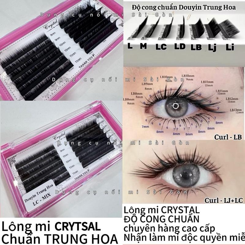 Lông mi khay trung hoa Crystal mix size cong Li Lj Lb Lb+ L LD Lc M lông mi mềm mịn bắt keo tốt không mi con cho nữ Women Cosmetic