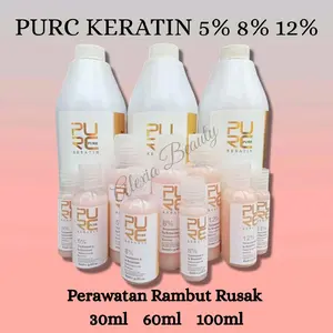 PURC Keratin Pelurus Rambut 5% 8% 12% Treatment Perawatan Rambut Brazilian ukuran 200ml 100ml 60ml 30ml
