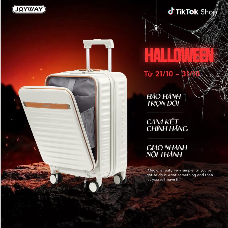 Vali Thương Gia JOYWAY TROP002, Size 20, Có ngăn đựng laptop, Chất liệu ABS+ PC nguyên sinh, Bánh xe kép xoay 360 độ, Bảo hành phụ kiện trọn đời