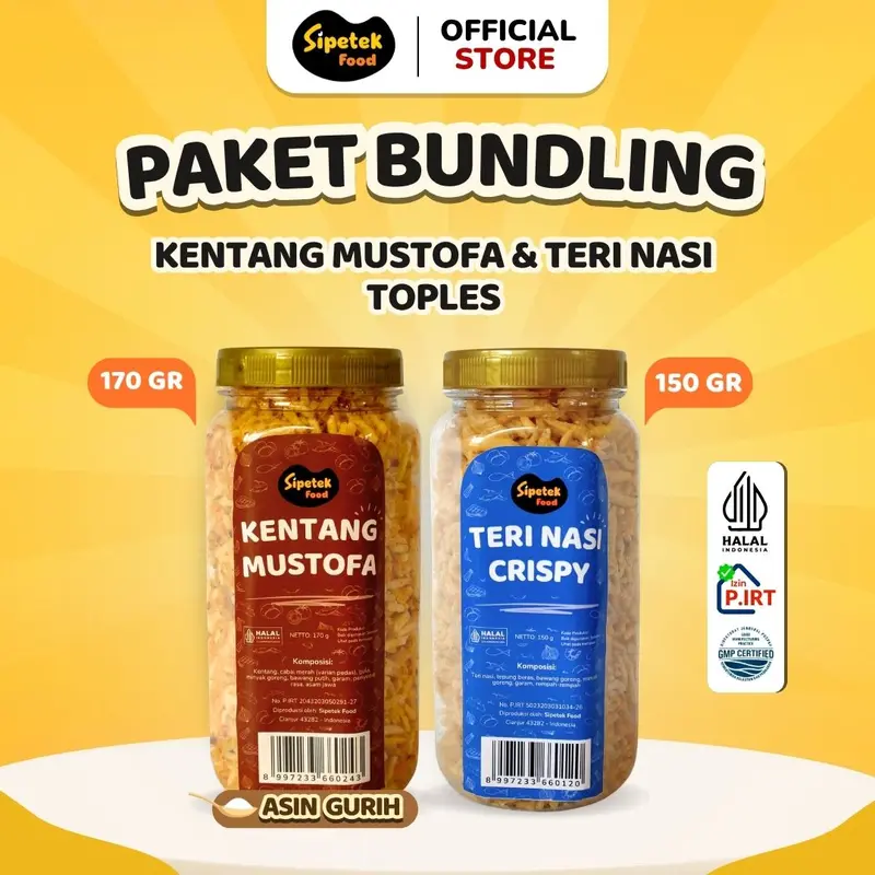 [Spesial] - Paket Bundling Kentang Mustofa dan Teri Crispy Toples Sipetek 0