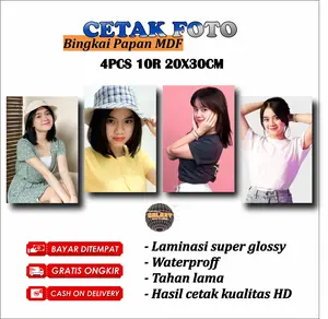 (4 PCS) 10R 20x30 CM CETAK FOTO + BINGKAI MDF Tahan Air Dipasang di Dinding Modern Anti Jamur
