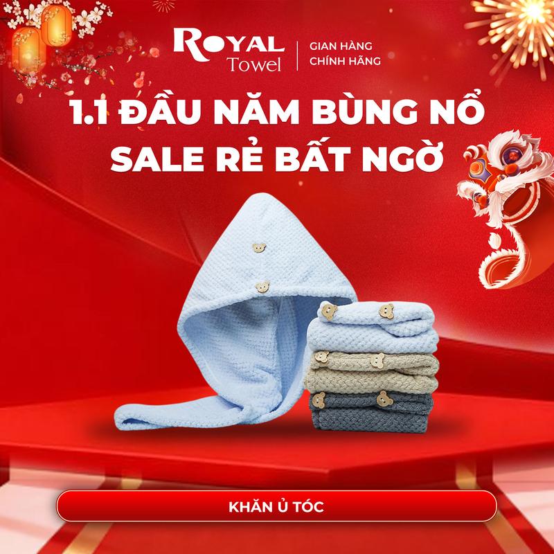  Khăn quấn tóc ủ tóc nhanh khô Royal Towel khăn tắm có mũ cho bé khăn gội đầu trùm đầu Microfiber siêu thấm hút 