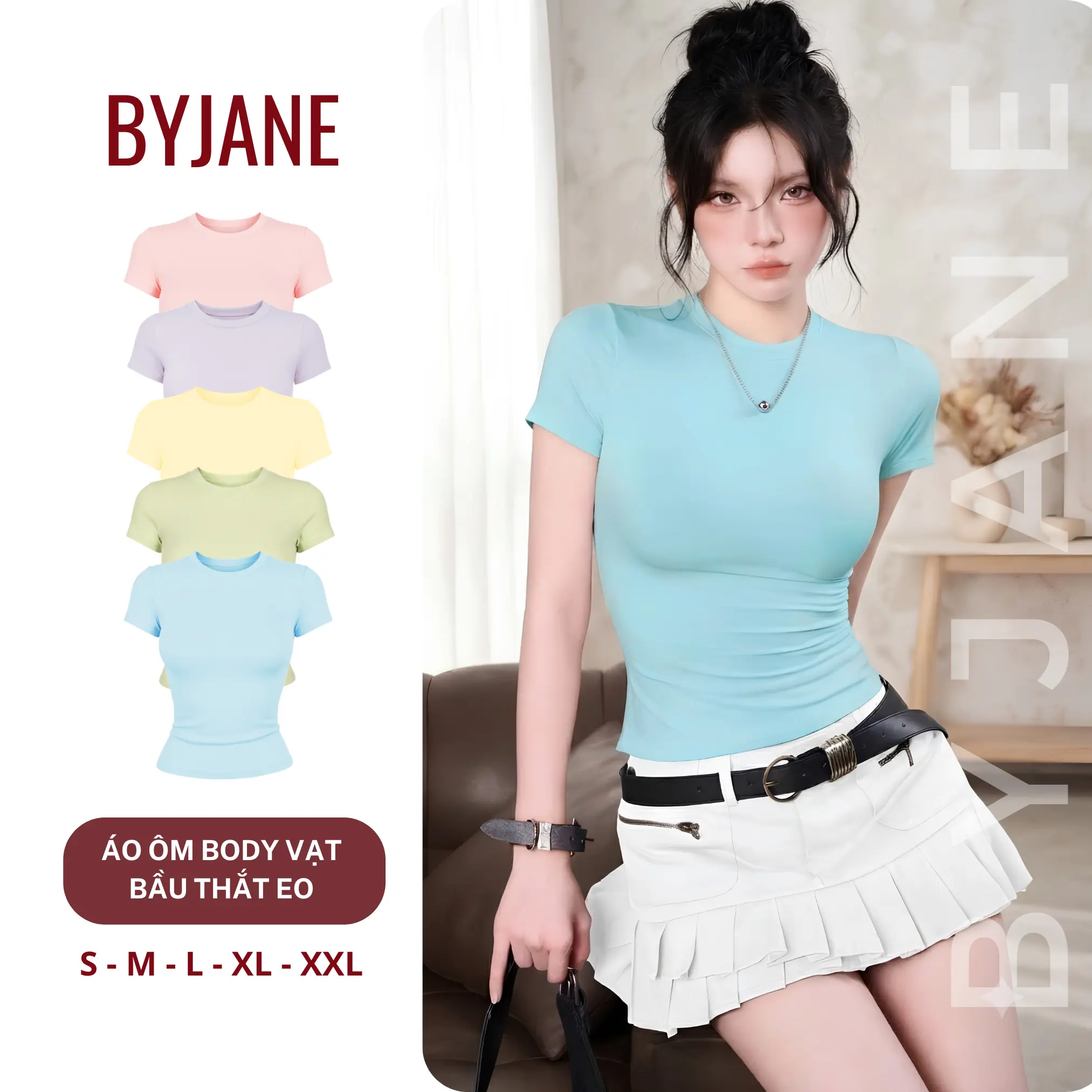 [MÀU MỚI] Áo Thắt Eo Ôm Body BYJANE Chất Thun Mịn Trơn Women S M L XL XXL - 315 | BigBuy360 - bigbuy360.vn
