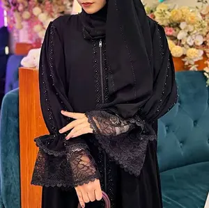 Limited Edition Collection Muslimah Trend 2025 Serbu Tebus Murah Fashion Muslim Black Model Remaja AmnaZeeva Organza Hitam Mewah Mutiara Gamis Wanita Kombinasi Diamond