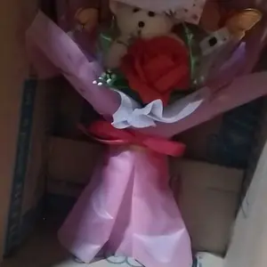 Buket Boneka Mini dan kupu kupu led plus bunga / Buket Bunga Mawar Artificial untuk Ulang tahun cewek cowok / Buket  Wisuda / Anniversary  / Bouqet Pakai Lampu