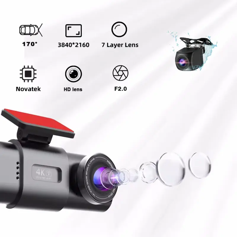 Acroder Dashcam Mobil WIFI GPS 4K 3 Inch Layar Recording Perekaman 24 Jam Pemantauan Parkir G-sensor 4