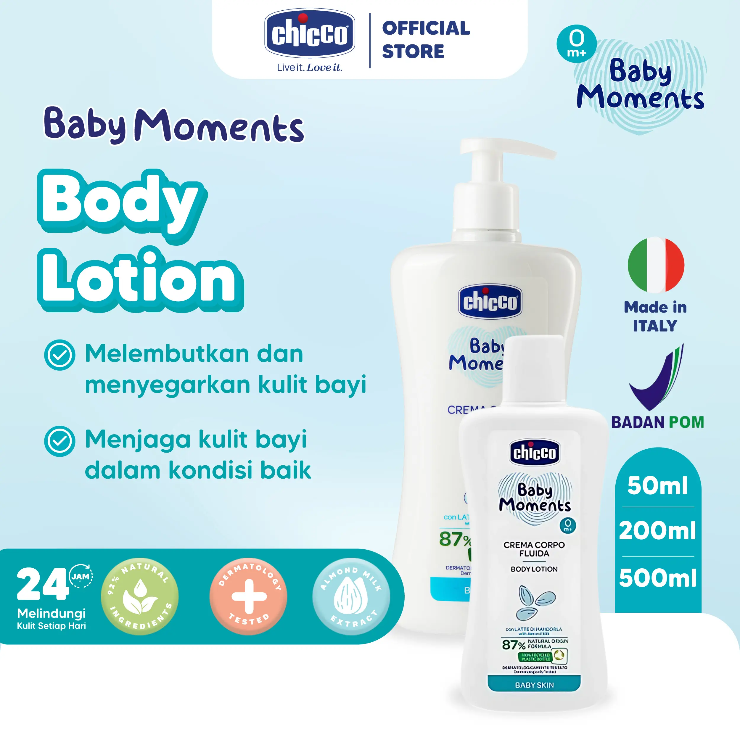 CHICCO Baby Moments Body Lotion Baby Skin / Lotion Anak / Lotion Bayi / Krim Bayi