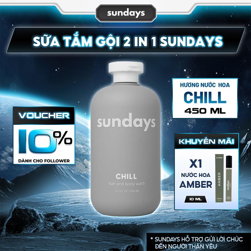 TẶNG NƯỚC HOA Sữa tắm gội nam 2in1 Sundays 500ml hỗ trợ giảm mụn lưng hương nước hoa sữa tắm nam 4in1 namcho nam combo sữa tắm nam Dành Cho Da Nhạy Cảm