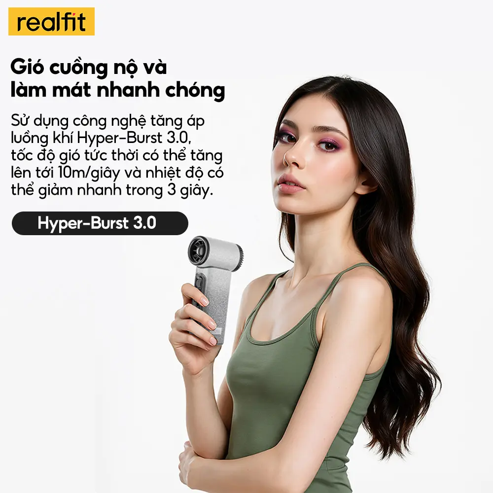 【Qùa tặng】Realfit T1Ultra Quạt Cầm Tay Tốc Độ Cao,Có Thể Điều Chỉnh 199 Tốc Độ, Màn Hình LED,Type-C Có Thể Sạc Lại, Có Dây Đeo Buộc, Thích Hợp Sử Dụng Ngoài Trời, Đi Kèm Với Dây Đeo Đá Miễn Phí | BigBuy360 - bigbuy360.vn