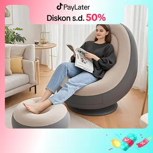 Free Pompa Sofa Angin Santai  Kursi Santai Dengan Sandaran Kaki Sofa tiup single，Sofa berkemah luar ruangan, sofa portabel, mudah disimpan, tidak memakan tempat Furniture