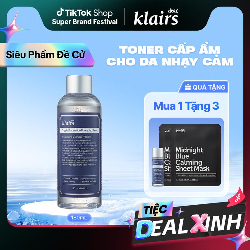 [IH] Nước hoa hồng hỗ trợ cấp ẩm Dear, Klairs Supple Preparation  Toner 180mL