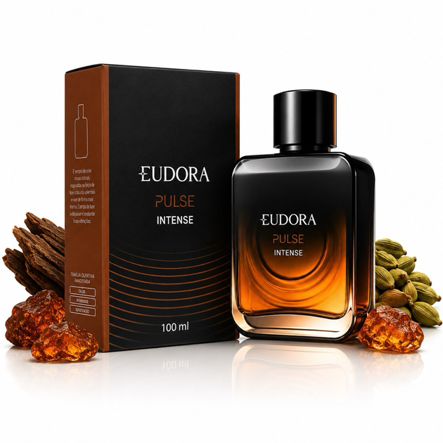 Eudora Pulse Intense - Perfume Masculino 100ml com Notas de Madeira e Especiarias