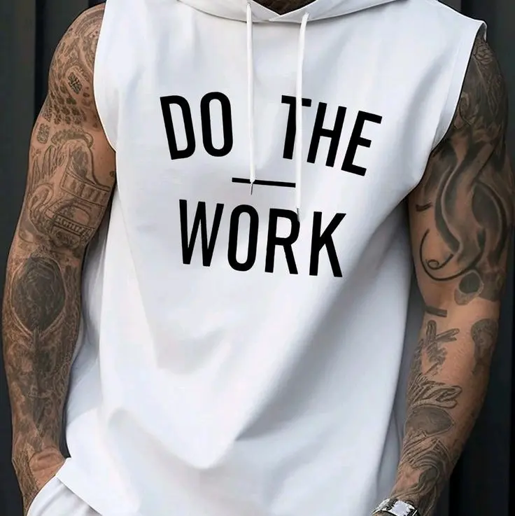 Singlet Hoodie BIG Size S - 6XL Hoodie Sweatshirts Sleeveless Slim Logo DO THE WORK Bahan Fleece Premium Resleting Depan 6XL 5XL 4XL 3XL 2XL XL L M S Going Out Active Basic