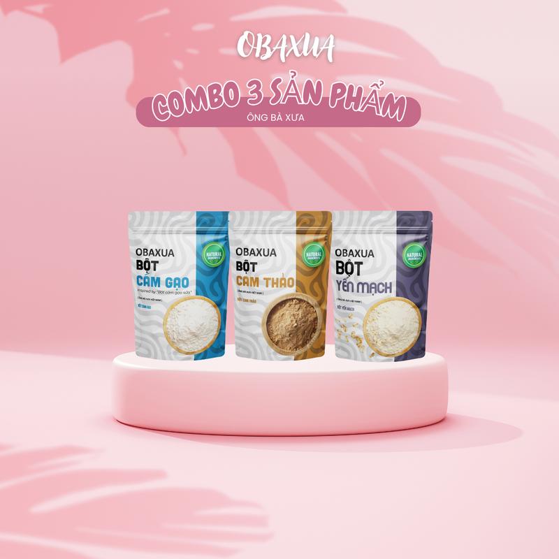  OBAXUA – Combo  Cam Thảo | Cám Gạo | Yến Mạch  – 75g | 250g – 3 Bột Thiên Nhiên Dùng Ngoài Da theo phương pháp dân gian 