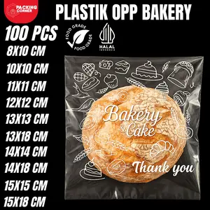 100 PCS | Plastik OPP Roti Motif Bakery Thank You uk 8x10 - 15x18