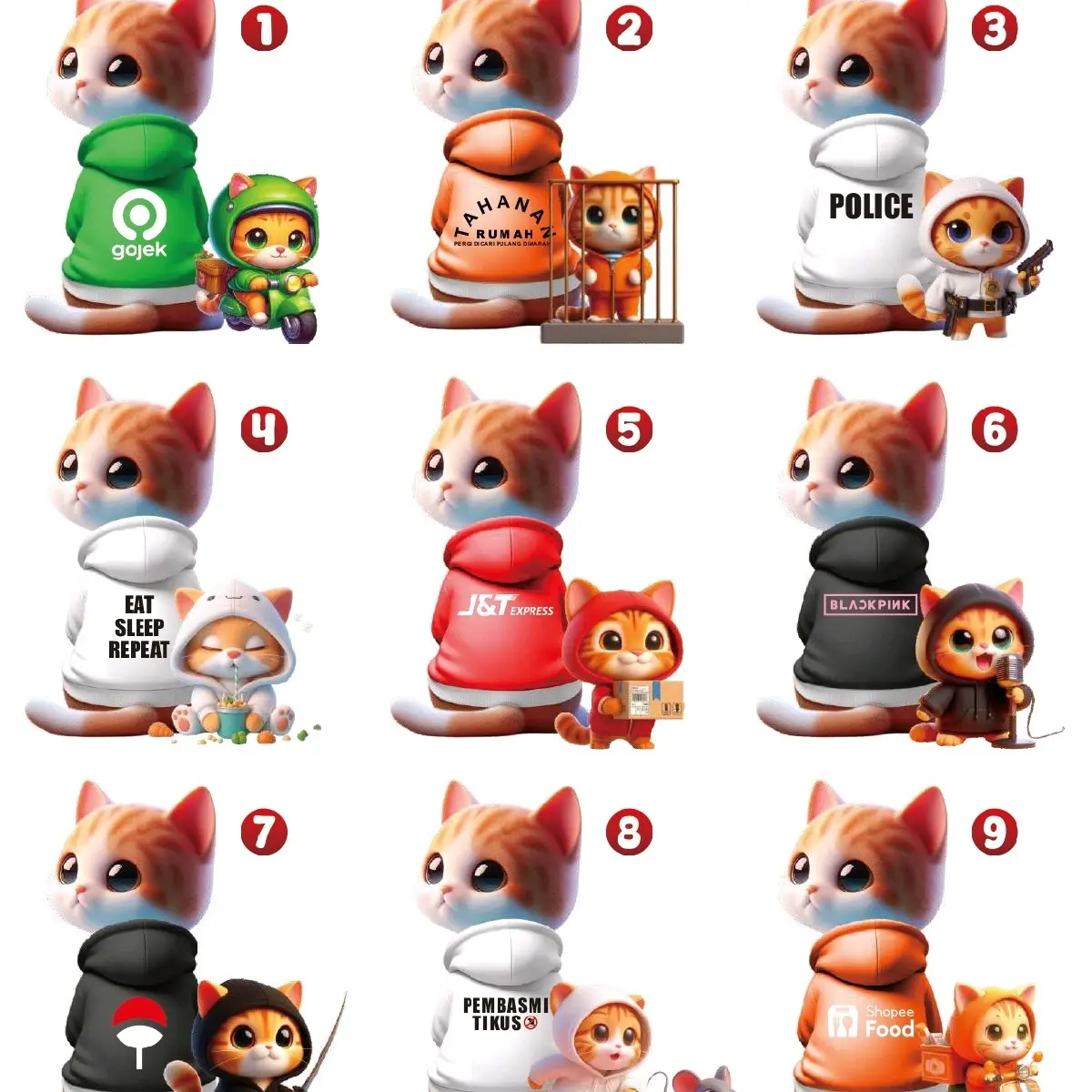 Baju Hoodie Kucing dan Anjing Lucu | All Variant Warna