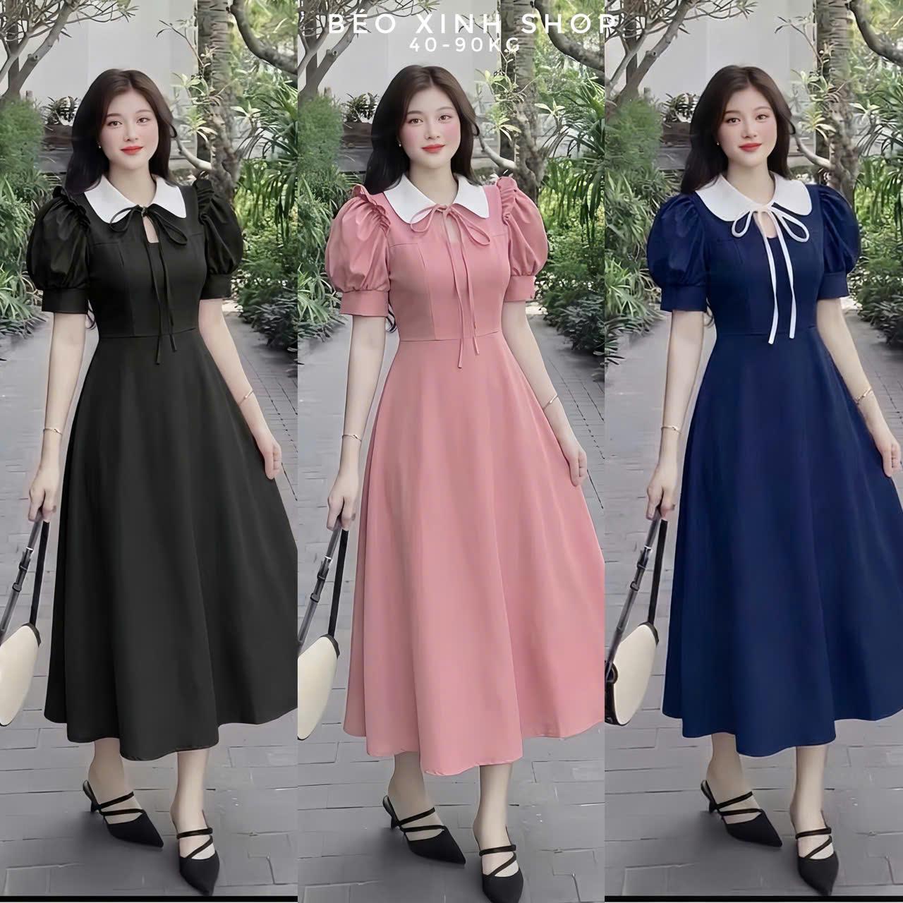 Thời Trang Bigsize Váy Dự Tiệc Cao Cấp Thanh lịch 40 - 90Kg Nữ Cotton Women Dress - A.1046