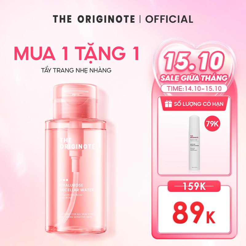 Nước tẩy trang The Originote tẩy trang dưỡng ẩm làm sạch sâu cho mọi loại da Hyalurose Micellar Water 300ml