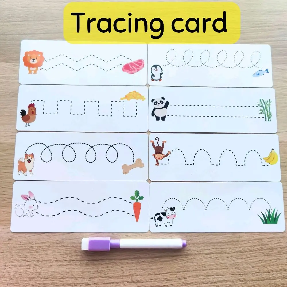 tracing cards wipe and clean mainan mengikuti garis aktivitas pra menulis