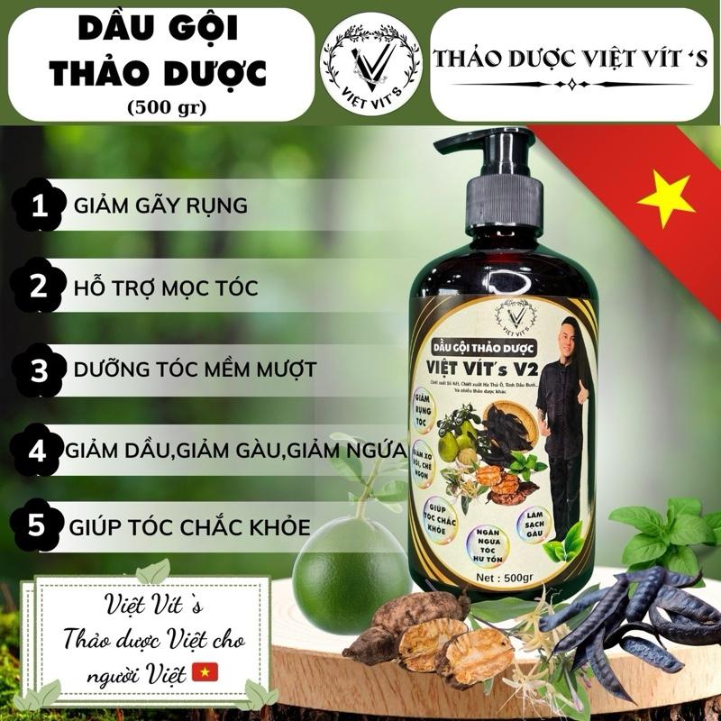 Dầu Gội Thảo Dược Việt Vít's V2 500ml Giảm Rụng Tóc Hỗ Trợ Kích Mọc Tóc -Giúp Sạch Gàu - Sạch Nhờn Da Đầu dùng cho nam và nữ
